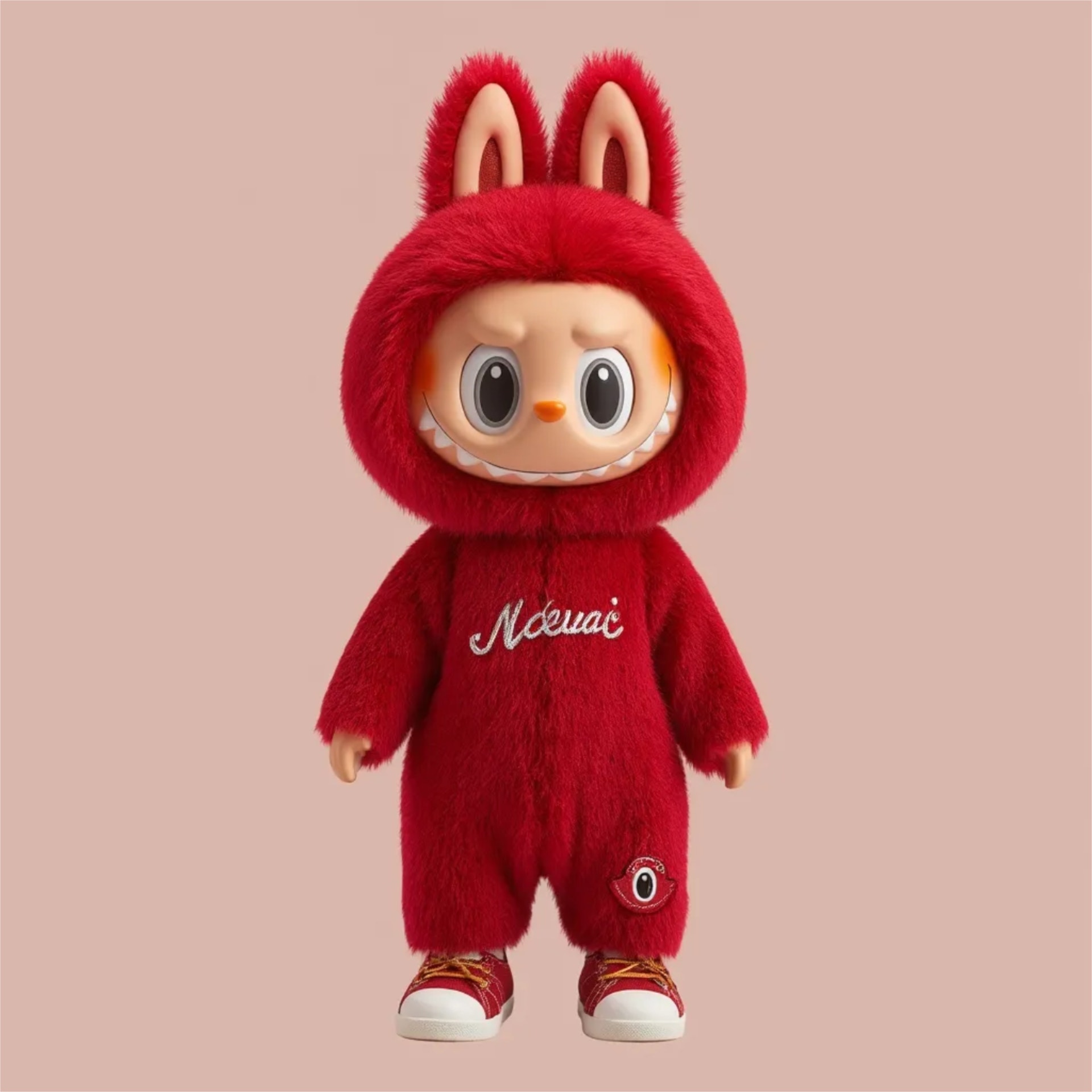 AI generated Labubu doll themed as a strawberry shortcake